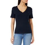 Tommy Hilfiger T-Shirt mit V-Ausschnitt, dunkelblau, S