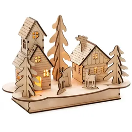 Konstsmide Weihnachtliche Dekoleuchte Haus und Tiere 0,12 x 0,15 x 0,22 m Beige/Braun