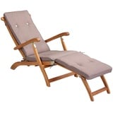 DeTeX Polsterauflage Gartenliege Deckchair Wasserfest Baumwolle Garten Liegenauflage Auflage Sonnenliege Meliert Creme