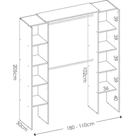 vente-unique Eckkleiderschrank 164 x 234 cm weiß grau