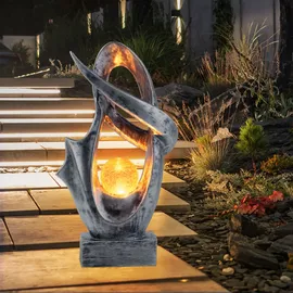 GLOBO Solarleuchte Glas Kunststoff 25,5x11x45 cm 1x LED 3000K warmweiß silber