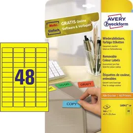 Avery Zweckform Universaletiketten L6041-20 Gelb 45,7 x 21,2 mm 20 Blatt 960 St.