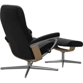 Stressless Stressless® »Consul«, (Set, Relaxsessel mit Hocker), mit Hocker, mit Cross Base, Größe S, M & L, Holzakzent Eiche schwarz