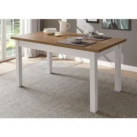 furn.design Esstisch weiß Eiche, hell Landhaus Küchentisch ausziehbar - Weiß/Naturbelassen