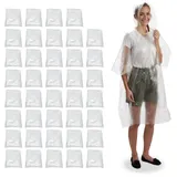 relaxdays Regenponcho 40 x Einweg Regenponcho weiß