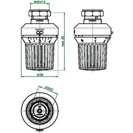 OVENTROP Thermostat Uni XH Heizkörperthermostat 7-28 GradC mit Nullstellung