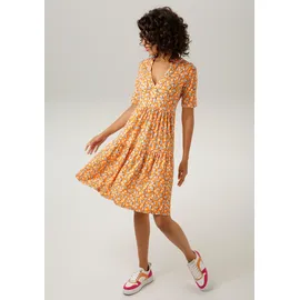 Aniston CASUAL Sommerkleid mit extravaganten, graphischem Druck Orange 40