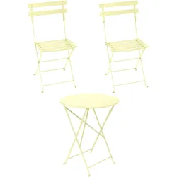 Fermob - Bistro Klapptisch + 2 Klappstühle, zitronensorbet