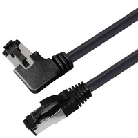 Maxtrack TI51-2L RJ45 Netzwerkkabel, Patchkabel CAT 8.1 S/FTP 2m Schwarz 90° nach rechts gewinkelt,