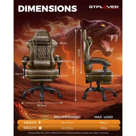 GTPLAYER Gaming Stuhl Kunstleder Braun
