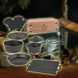 DEMA Grillplatte 7-tlg. Gusseisen schwarz