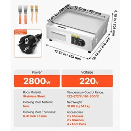 Vevor Kommerzieller Grill 2800 W 45 x 30 cm