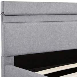 vidaXL Bett mit Bettkasten Hydraulisch LED Hellgrau Stoff 180x200 cm