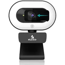 NexiGo StreamCam N930E, 1080P Webcam with Ring Light and Privacy Cover, Auto-Focus, Plug and Play, Web Camera for Online Learning, Zoom Meeting Skype Teams, PC Mac Laptop Desktop Computer