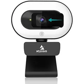 NexiGo StreamCam N930E, 1080P Webcam with Ring Light and Privacy Cover, Auto-Focus, Plug and Play, Web Camera for Online Learning, Zoom Meeting Skype Teams, PC Mac Laptop Desktop Computer
