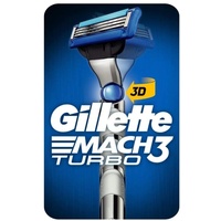 Gillette Mach3 Turbo 3D Rasierer Herren mit verbesserten Feuchtigkeitsstreifen, Rasierer + 1 Rasierklingen