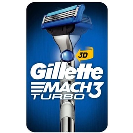 Gillette Mach3 Turbo 3D Rasierer Herren mit verbesserten Feuchtigkeitsstreifen, Rasierer + 1 Rasierklingen