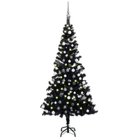 vidaXL Künstlicher Weihnachtsbaum mit LEDs & Kugeln Schwarz 120 cm PVC Modell 2