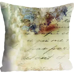 Dekokissen QUEENCE "»Handschrift«", bunt (bunt, bedruckt), B:40cm L:40cm, Polyester, Dekokissen_Sitzkissen_Kissenhüllen, Kissenhülle ohne Füllung, 1 Stück