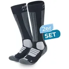 Alpenwert Skisocken 2er SET Snowboard Socken aus echter Merinowolle Herren & Damen (2 Paar, 4 Skisocken) Meinowolle Ski Socken schwarz 35-38