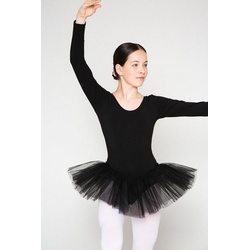 tanzmuster Tüllkleid Ballett Tutu Alea mit langem Arm Ballettkleid mit Tüllrock für Mädchen schwarz 152/158