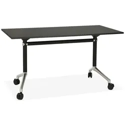 Kadima Design Bürotisch Klappbar | 140 x 70 cm | Flexibel Kompakt Stauraum | Schwarz | Schreibtisch