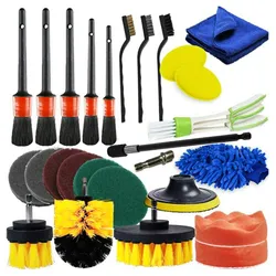 26-teiliges Bohrer-Bürstenaufsatz-Set für Auto-Detaillierungsbürsten für den Außenbereich und Innenraum von Autos 26 PCS bunt