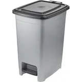 KEEEPER Treteimer, 40 l, Leichte Reinigung, Tretpedal zum hygienischen Öffnen und Schließen, Abfallbehälter, 32 x 42 x 53 cm, olaf, Light Silver (Silber)