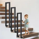 Treppengeländer Außen,Handlauf Schwarz,Geländer Außen,U-förmige Treppengeländer Innen, Handlauf Treppe, Geländer Treppe, für Balkone Flure Wohnungen Villen (LHS-Schwarz, LH-110CM)