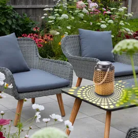 ETC Shop Outdoorleuchte Solar Laterne Außen Boho Deko Solarleuchte Solarlaternen für Außen Garten, hängend stehend, led, DxH 12 x 16 cm, 2er Set