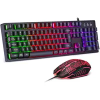 Hintergrundbeleuchtung Tastatur- und Maus-Set, Regenbogen Farben Beleuchtete Wasserdicht USB Wired für Pro PC Gamer