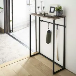 Yamazaki Home Konsolentisch Dielentisch Flurtisch Metall mit Holzablage 4 Haken 80cm schwarz
