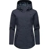 Ragwear Softshelljacke Margge Shell mit Kapuze wasserdichte Damen Übergangsjacke mit großer Kapuze, blau