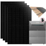 Anker Balkonkraftwerk Solix 1760W Photovoltaikanlage Komplettset mit Solarbank E2700 3 Pro, Monokristallin, (Set, 4*440W Solarmodule + Anker Solarbank 3 Pro + ohne/mit Halterung), mit Smart Zähler, IP65, Plug und Play schwarz