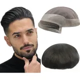 Echthaar-Toupet für Männer,NLW Herren Toupet Spitze mit Mono um Haarersatzsystem natürliches Echthaarteil für Männer Haar Echthaarperücken 10 * 8" MONO (#1B 10 * 8)