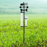 weather tions Wette ion, 3-in-1-Außenthermometer, Regenmesser, Windanzeige, Gartenwettermesser Für Den Außenbereich, Gartendekoration Für Zuhause