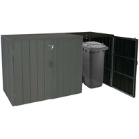 1er WPC-Mülltonnenverkleidung Erweiterung MCW-J28, Premium Mülltonnenbox, Metall Holzoptik ~ anthrazit