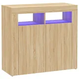 vidaXL Sideboard mit LED-Leuchten Schwarz 80x35x75 cm