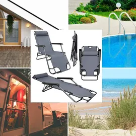 AMANKA Gartenliege 2er Set Gartenstuhl 153 x 60 x 30 cm grau