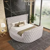 Rundbett Luxuriöses Polsterbett Doppelbett Modernes Design Bequem