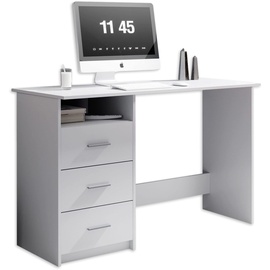 Stella Trading ADRIA Schreibtisch mit Schubladen in Weiß - Praktischer Bürotisch Computertisch mit großer Arbeitsfläche - 120 x 76 x 50 cm (B/H/T)