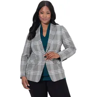 Ulla Popken Blazer grau | weiß 52