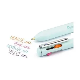Pentel 4-Farben-Kugelschreiber iZee 4C hellblau, Schreibfarbe: orange, pink, hellblau, violett, 1 St.