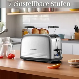 Steinborg 2 Scheiben Edelstahl Toaster mit Brötchenaufsatz Krümelschublade
