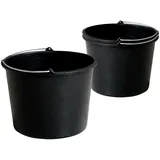 BigDean Mörtelkübel 3x Baueimer 20 L Eimer mit Literskala & Metallhenkel Zementeimer Mört, (Set, 3-tlg., Baueimer), Stabiler All zweck Bau Eimer mit Messskala schwarz