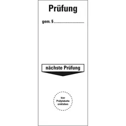 Aufkleber I Grundetikett Prüfung gemäß §...Nächster Prüfung, Folie, selbstklebend, 40x100mm, 5/Bogen