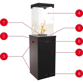 Kratki Patio Light Schwarz 8,2 kW Propan - Terrassenheizer Gas Feuerstelle Garten Kamin Ofen