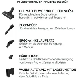 AEG ULTIMATE 7000 AP71UB14AM Akku-Staubsauger/extra kraftvoll/ultraleicht 2,2 kg/70 % Recyclingmaterial/bis zu 40 Min. Laufzeit/120m2/5-Stufige Filtration/alle Böden/Automatik, Matte Black