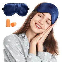 Viedouce Schlafmaske Seide Augenmaske,100% Hautfreundlich Frauen und Herren, Angenehme Ideal für Schlaf zu Hause Auf Reisen(Blau, 1 pack)