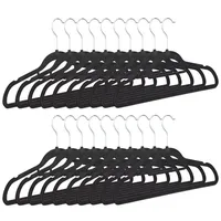 Relaxdays Kleiderbügel 100 x Kleiderbügel schmal Samt schwarz|silberfarben